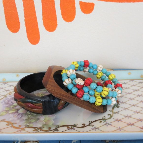 Vintage Set of 3 Bohemian Bangles - Picture 2 of 2